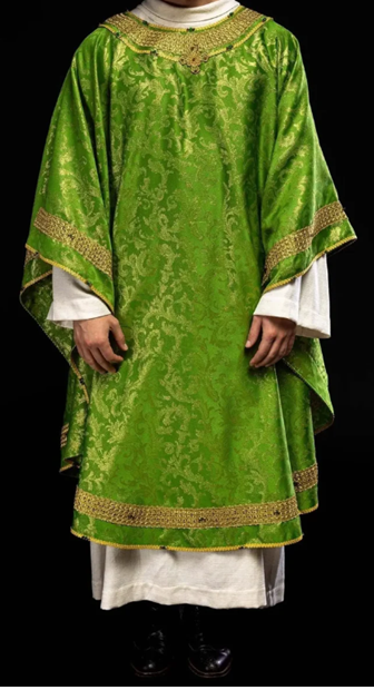 Ručne zdobený ornát, zelený