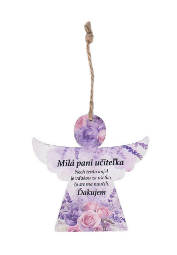 Drevený Anjel: Milá pani učiteľka...(magnetka)