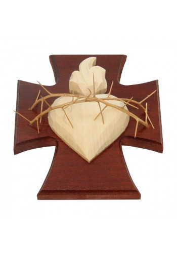 Drevorezba: Srdce na kríži (č.6) - mahagónový