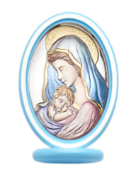 Drevený obrázok stojanový, Panna Mária s dieťaťom