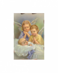 Obraz na dreve (141/7) 2 anjeli s dieťaťom (15x10)