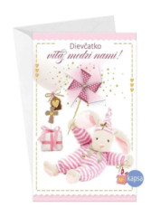 Pozdrav s textom (16-660) - Diev�atko, vitaj medzi nami!