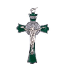 Prívesok kov. (K2177-28) Benediktínsky krížik - zelený
