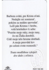 RCC kartika s modlitbou (RCC 104 SK) Svt Barbora