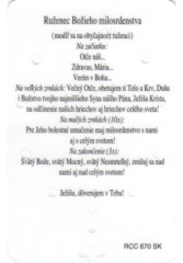 RCC kartika s modlitbou (RCC 670 SK) Boie milosrdenstvo