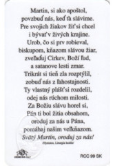 RCC kartika s modlitbou (RCC 99 SK) Svt Martin