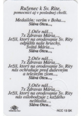 RCC karti�ka s modlitbou (RCC13SK) Sv�t� Rita - ru�enec
