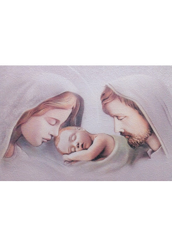 Obraz na dreve (15x10) Svätá rodina - fialová