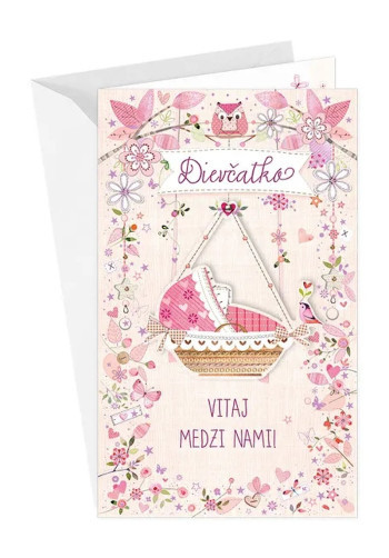 Pozdrav s textom (16-666) - Dievčatko, vitaj medzi nami!