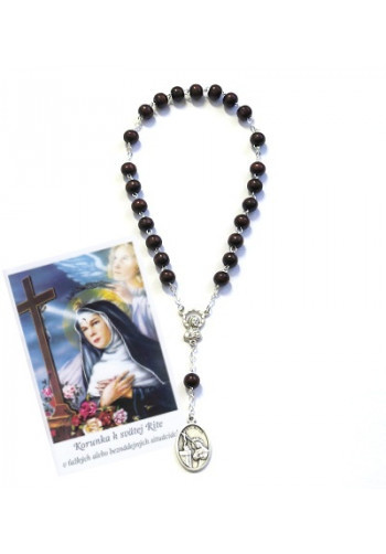 Ruženec k svätej Rite (RE1890) - hnedý + kartička (Z046)