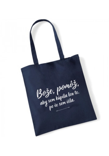 Taška bavlnená - Bože, pomôž…(tmavomodrá)
