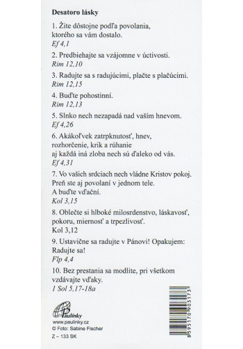 Záložka (Z-133SK) Desatoro lásky
